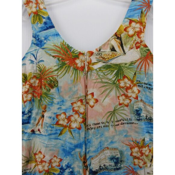 VINTAGE Jams World Dress Large Hawaiian Mini Floral Tropical Sundress - Picture 6 of 10